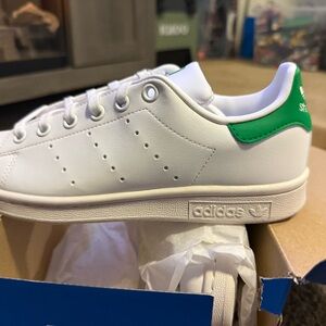 Adidas Kids White and Green Sneakers